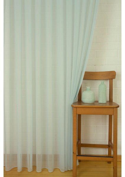 Pamuk Dokulu Tül Mint Rengi 1-2 Seyrek Pile 200X260