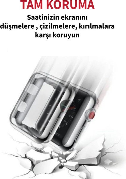 Deilmi Apple Watch Şeffaf 1 2 3 38 Mm Uyumlu 360 Tam Koruma Silikon Akıllı Saat Ekran Koruyucu