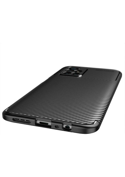 Xiaomi Redmi Note 11T 5G Kılıf Rugged Armor Karbon Desenli Lüx Negro Silikon Arka Kapak Siyah