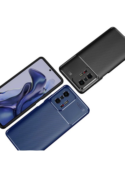 Xiaomi Mi 11T Pro 5G Kılıf Rugged Armor Karbon Desenli Lüx Negro Silikon Arka Kapak Siyah
