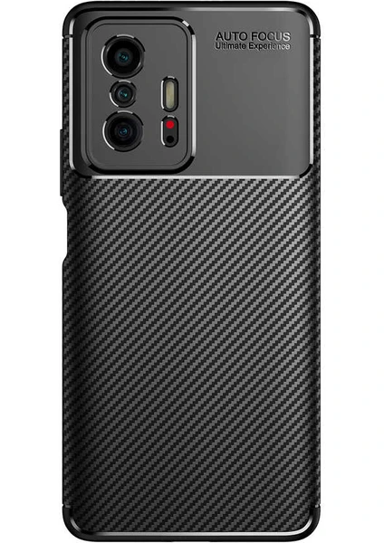 Case 4U Xiaomi Mi 11T 5G Kılıf Rugged Armor Karbon Desenli Lüx Negro Silikon Arka Kapak Siyah