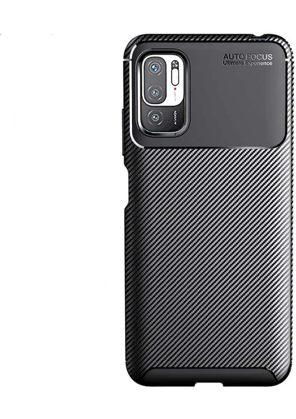 Case 4U Xiaomi Redmi Note 10 5G Kılıf Rugged Armor Karbon Desenli Lüx Negro Silikon Arka Kapak Siyah