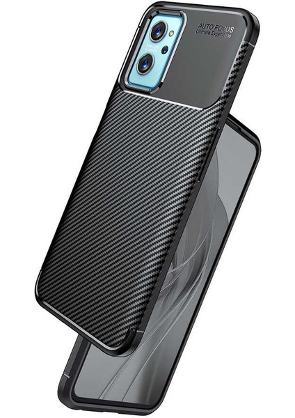 Case 4U Oppo A76 Kılıf Rugged Armor Karbon Desenli Lüx Negro Silikon Arka Kapak Lacivert