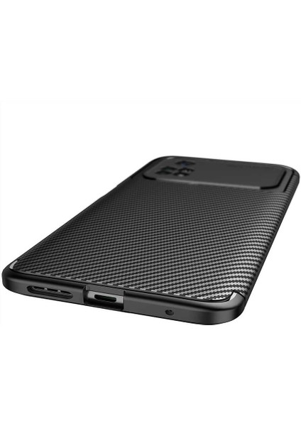 Xiaomi Poco M4 Pro 4G Kılıf Rugged Armor Karbon Desenli Lüx Negro Silikon Arka Kapak Siyah