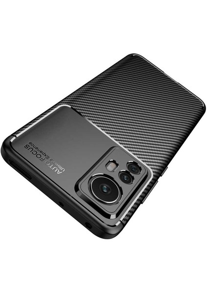 Xiaomi Mi 12 Pro Kılıf Karbon Desenli Sert Silikon Arka Kapak Negro Lacivert