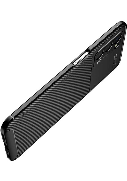 Oppo A55 5G Kılıf Rugged Armor Karbon Desenli Lüx Negro Silikon Arka Kapak Kahverengi