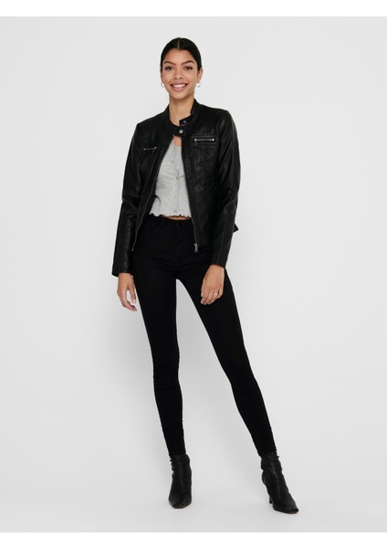 Kadın Deri Ceket Siyah Renkli Şık Tasarım ile Günlük Kullanıma Uygun fiyatları