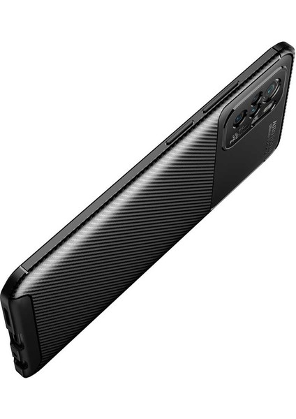 Case 4U Xiaomi Poco M5S Kılıf Rugged Armor Karbon Desenli Lüx Negro Silikon Arka Kapak Lacivert