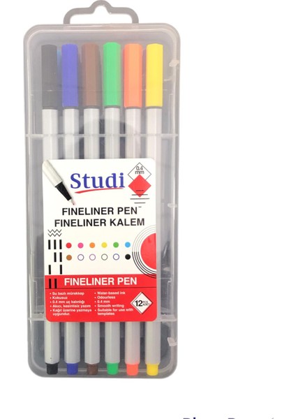 Fineliner Keçeli Kalem 0.4 mm 12 Renk