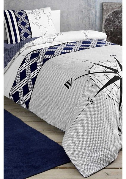 Navi Tek Kişilik Nevresim Takımı - Navi Lacivert