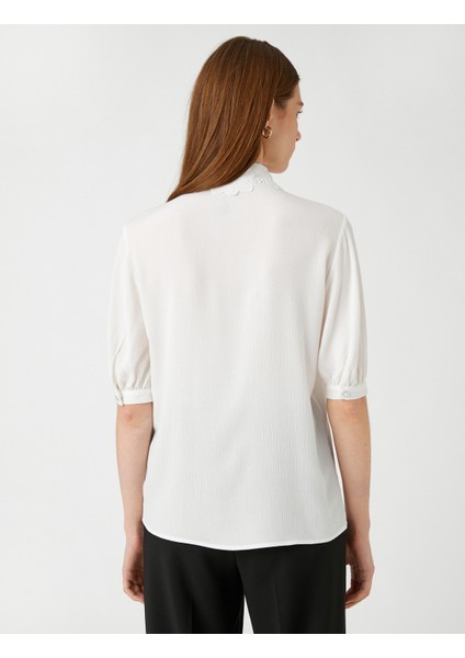 Dantel Yaka Gömlek Yarım Balon Kollu fırsatları