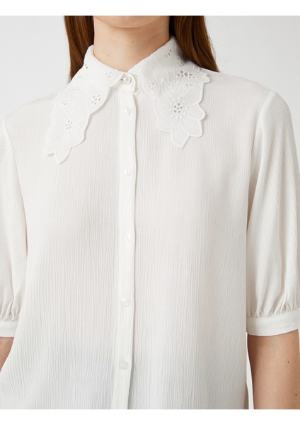 Dantel Yaka Gömlek Yarım Balon Kollu indirimleri