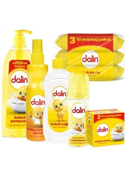 Bebek Bakım Seti 900 ml Şampuan 300 ml Bebek Yağı 200 ml Kolay Tarama Spreyi 150 ml Kolonya