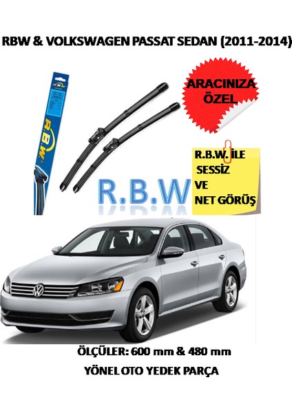 Rbw  Volkswagen Passat Sedan  (2011-2014) Aracınız Için Özel Muz Tip Silecek Takımı