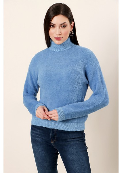 Balıkçı Yaka Yumoş Kazak Indigo fırsatları