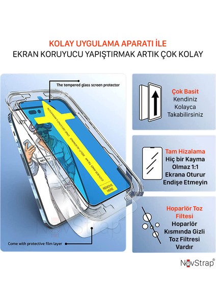 Apple iPhone 13 Pro Max Uyumlu Ekran Koruyucu Temperli Kırılmaz Cam Kolay Uygulama Aparatı