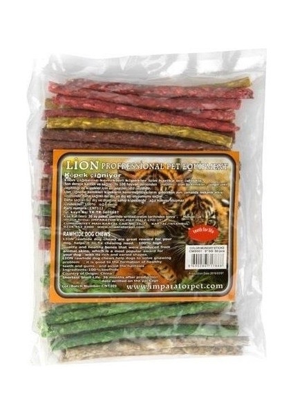 Cnc Pet Lion Renkli Munchy Çubuk 5-6gr 50 Adet Sığır Derisi Kemik Köpek Ödül