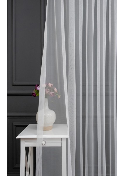 Taç Grek 1/2 Seyrek Pile Tül Perde Tek Kanat - Ekru 100 x 240 cm