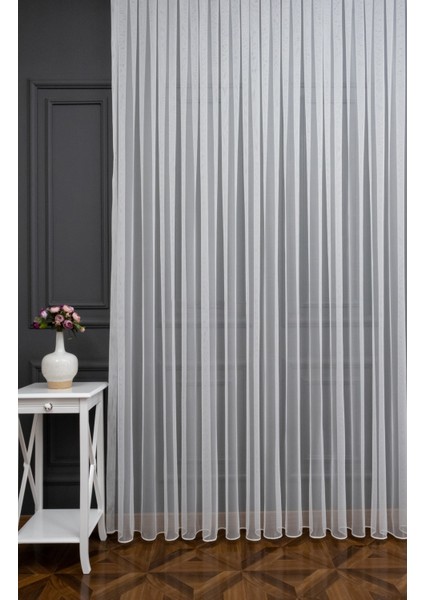 Taç Grek 1/2 Seyrek Pile Tül Perde Tek Kanat - Ekru 100 x 240 cm