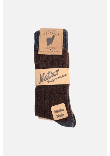 Erkek Alpaka Yünü Kışlık Topuk Renkli 2 Çift Bej/kahve Soket Çorap - GW-3096-B/K fiyatları