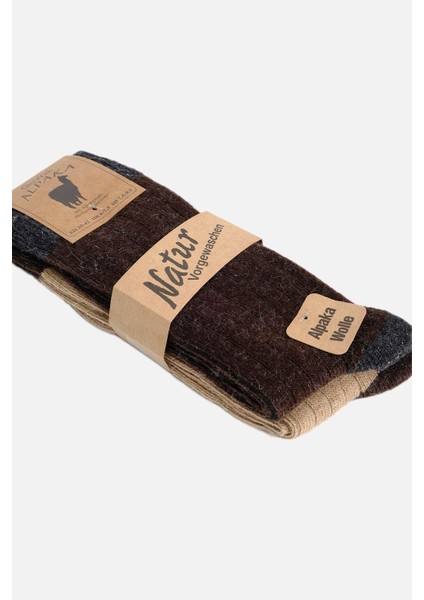 Erkek Alpaka Yünü Kışlık Topuk Renkli 2 Çift Bej/kahve Soket Çorap - GW-3096-B/K modelleri