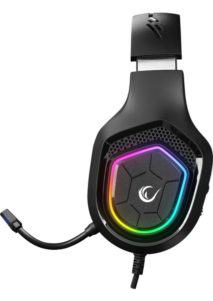 RM-K90 Vector Siyah Rgb LED 3.5mm Gaming Mikrofonlu Oyuncu Kulaklığı ( Rampage Türkiye Garantili )