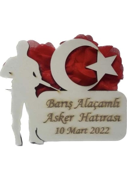 Ahşap Asker Türk Bayrağı Hatıra Magnet 24 Adet