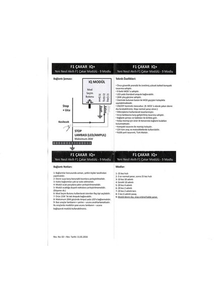 Iq Elektronik F1 Çakar Stop Modülü 9 Modlu