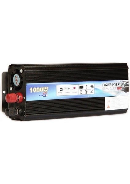 Inverter Dönüştürücü Usb'li 24V-220V 1000 Watt / ICCA95