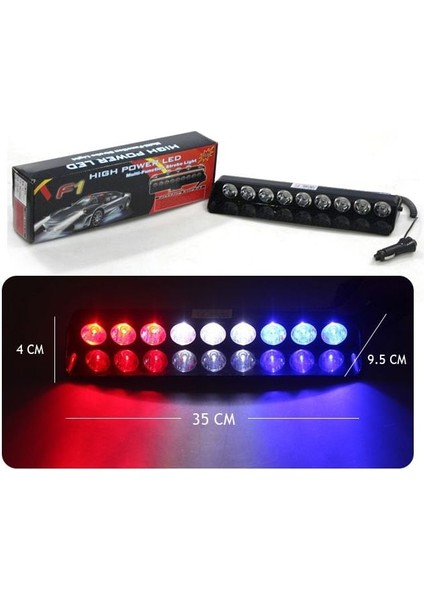 Flaş LED Çakarlı 27W Kırmızı-Beyaz-Mavi 8 Fonksiyonlu / LAPA175 modelleri