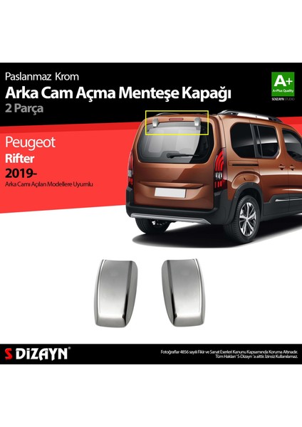Peugeot Rifter Krom Arka Cam Açma Menteşe Kapağı 2 Prç 2019 Üzeri