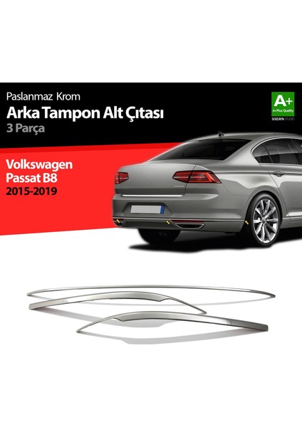 Volkswagen Passat B8 Krom Arka Tampon Alt Çıtası 3 Parça 2015 Üzeri