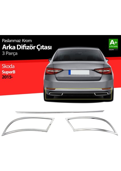 Skoda Superb Krom Egzoz Çıkışı 3 Parça Set 2015-2019