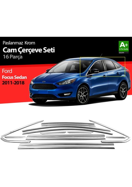 Ford Focus 3 Sd Krom Cam Çerçevesi 16 Prç 2011-2018