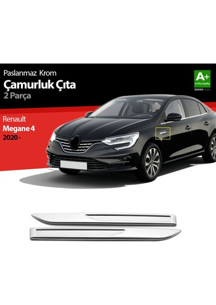 Renault Megane 4 Krom Çamurluk Sinyal Çıtası 2 Prç. 2020 Üzeri