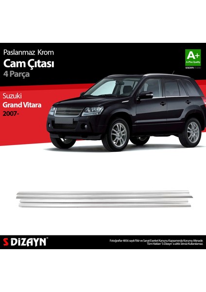 Suzuki Grand Vitara Krom Cam Çıtası 4 Prç. 2007 Üzeri