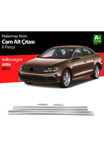 Volkswagen Jetta Krom Cam Çıta 6 Prç 2011 Üzeri