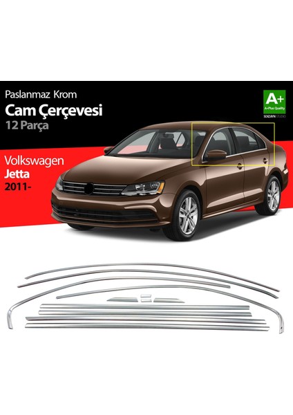 Volkswagen Jetta Krom Cam Çerçeve Seti 12 Prç. 2011 Üzeri