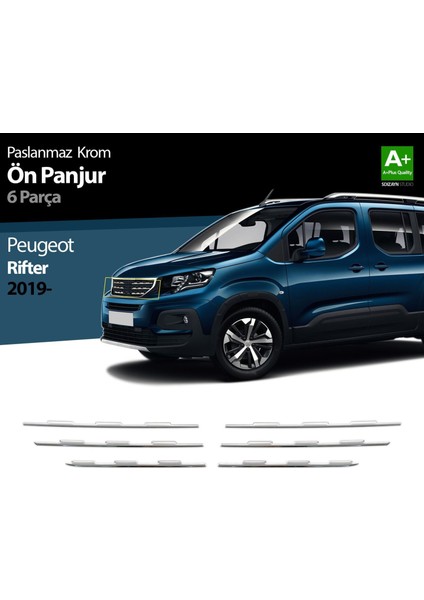 Peugeot Rifter Krom Ön Panjur 6 Prç. 2019 ve Üzeri