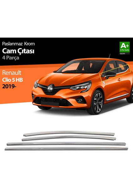 Renault Clio 5 Krom Cam Çıtası 4 Prç 2019 ve Üzeri
