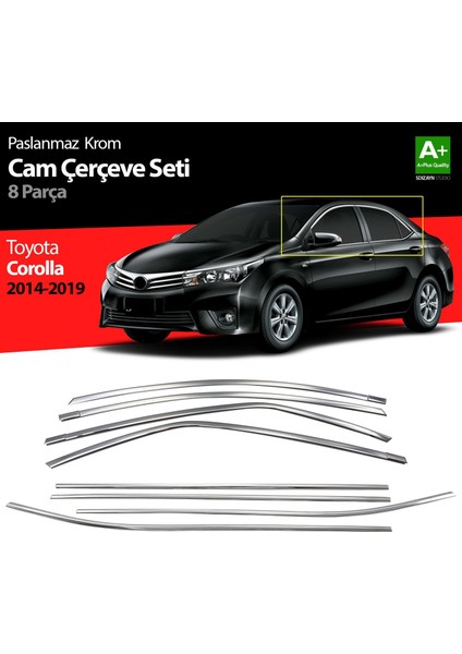 Toyota Corolla Krom Cam Çerçevesi 8 Prç. 2013-2018