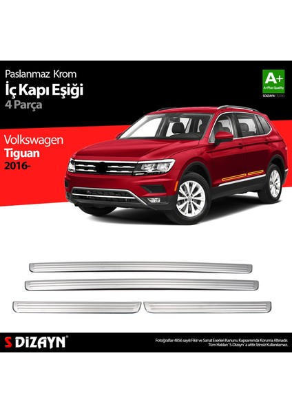 Volkswagen Tiguan Krom Iç Kapı Eşiği 4 Prç. 2016 Üzeri