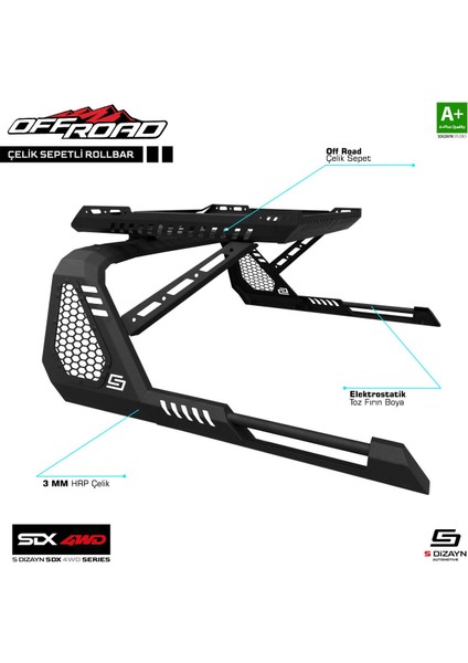 Sdx 4WD Off Road Ssangyong Musso Sepetli Çelik Roll Bar V1 2018 Üzeri