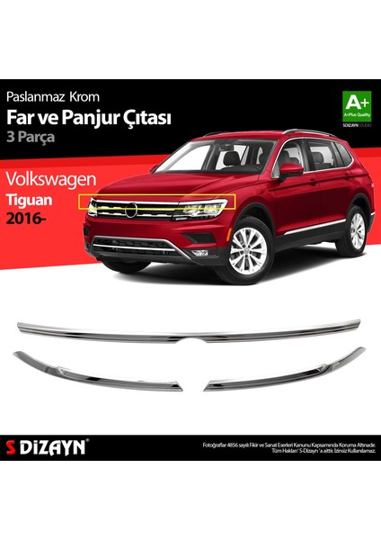 Volkswagen Tiguan Krom Far Üst Çıtası 3 Prç. 2016-2020