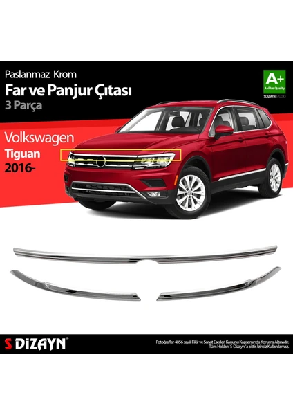 Drs Tuning Volkswagen Tiguan Krom Far Üst Çıtası 3 Prç. 2016-2020