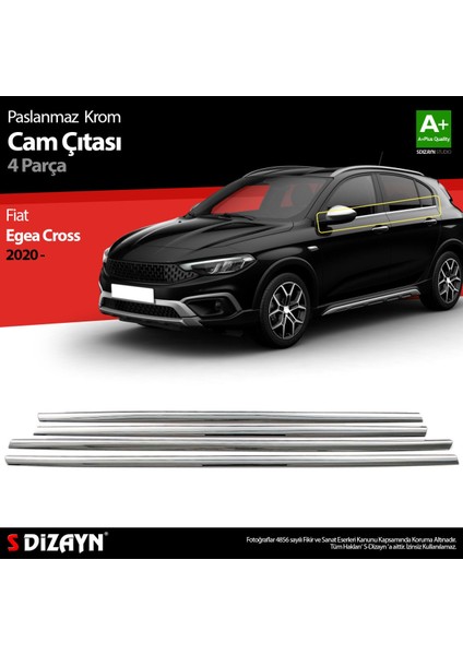 Fiat Egea Cross Krom Cam Çıtası 4 Prç. 2020 Üzeri