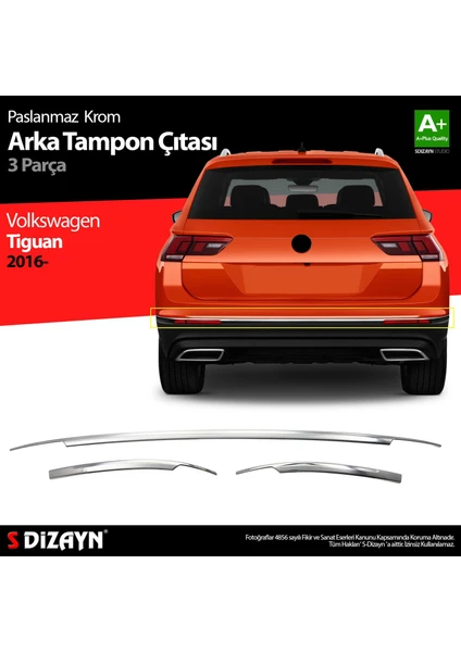 Drs Tuning Volkswagen Tiguan Krom Arka Tampon Alt Çıtası 3 Prç. 2016 Üzeri