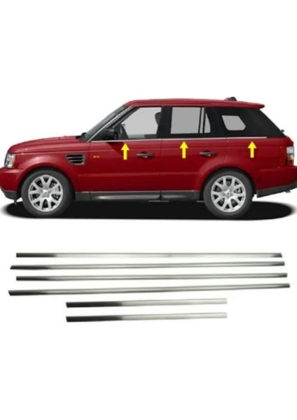 Range Rover Sport 2006-2012 Cam Çıtası Paslanmaz Çelik Krom 6 Prç