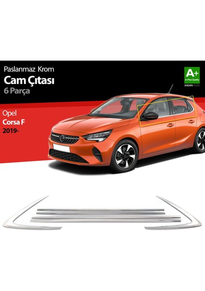 Opel Corsa F Krom Cam Çıtası 6 Prç. 2019 Üzeri