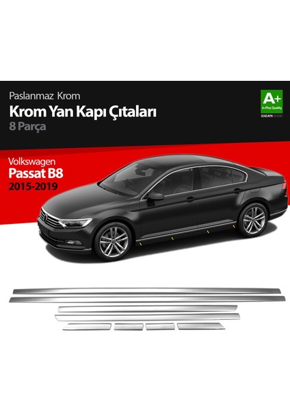Volkswagen Passat B8 Krom Yan Kapı Çıtası 8 Parça 2015 Üzeri
